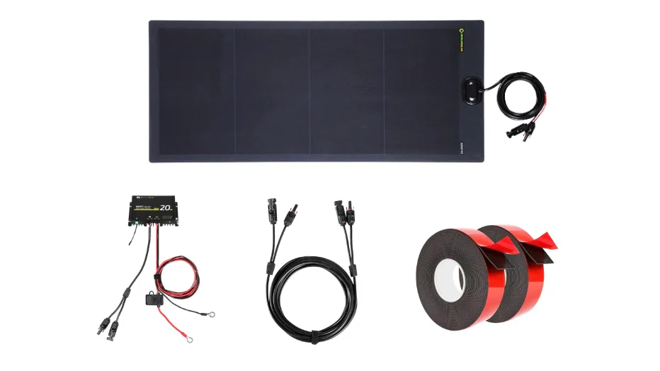 Lensun Solar fleet kit — panel, controller, tape and cabling